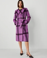 Ann Taylor Petite Plaid Double-Breasted Coat Purple Monarch Women's