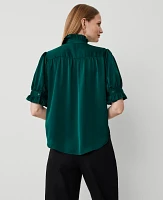 Ann Taylor Ruffle Collar Blouse Rainforest Women's