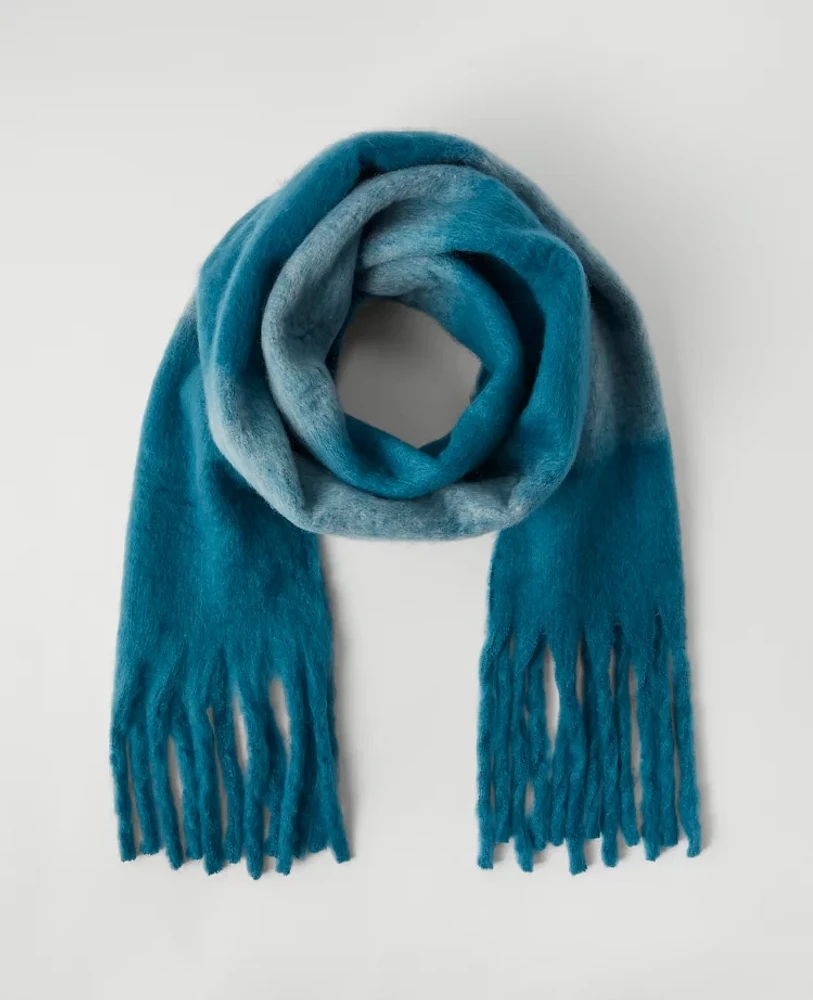 Ann Taylor Striped Fuzzy Scarf Cool Lagoon Women's