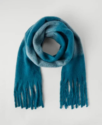 Ann Taylor Striped Fuzzy Scarf Cool Lagoon Women's