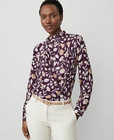 Ann Taylor Floral Draped Mock Neck Top Purple Moon Women's