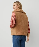 Ann Taylor Collared Sherpa Vest Perfect Camel Women's