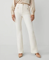 Ann Taylor The Petite Tab Pocket Flare Jean Ivory Women's