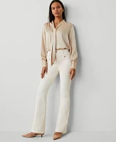 Ann Taylor The Petite Tab Pocket Flare Jean Ivory Women's