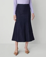 Ann Taylor Denim Trumpet Midi Skirt Classic Rinse Wash Women's