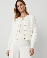 Ann Taylor Petite Drop Shoulder Cable Cardigan Winter White Women's