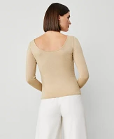 Ann Taylor Metallic Boatneck Cutout Back Top Neutral Women's