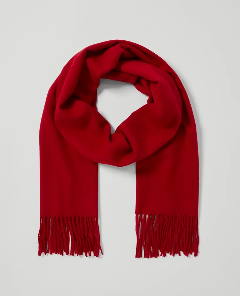 Ann Taylor Fringe Scarf Gingham Red Women's