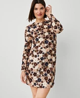 Ann Taylor Floral Sequin Shift Dress Pink Multi Women's