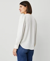 Ann Taylor Silky Wrap Popover Top Winter White Women's