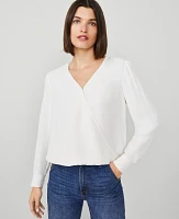 Ann Taylor Silky Wrap Popover Top Winter White Women's