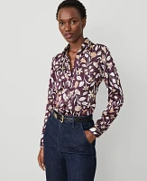 Ann Taylor Floral Essential Shirt Purple Moon Women's