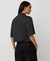 Ann Taylor Dotted Elbow Sleeve Top Black/White Combo Women's