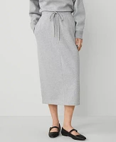 Ann Taylor Petite Fleece Midi Skirt Grey Cloud Heather Women's