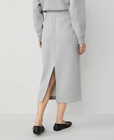 Ann Taylor Petite Fleece Midi Skirt Grey Cloud Heather Women's