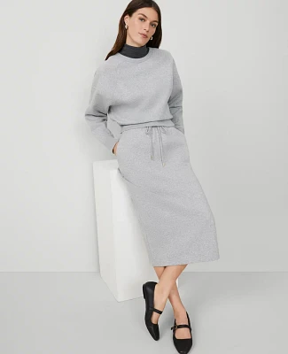 Ann Taylor Petite Fleece Midi Skirt Grey Cloud Heather Women's