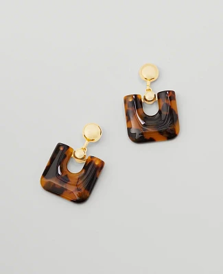 Ann Taylor Square Tortoiseshell Print Drop Earrings Brown Multi Women's