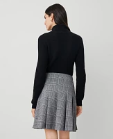 Ann Taylor Petite Houndstooth Pleated Wrap Skirt Night Sky Women's