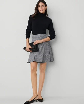 Ann Taylor Petite Houndstooth Pleated Wrap Skirt Night Sky Women's