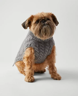 Ann Taylor Cable Dog Sweater Medium Heather Grey Women's