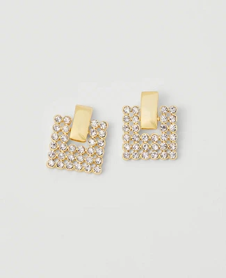 Ann Taylor Crystal Square Drop Earrings Goldtone Women's