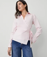 Ann Taylor Collared Wrap Blouse Pink Ribbon Women's