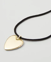 Ann Taylor Heart Pendant Cord Necklace Goldtone Women's