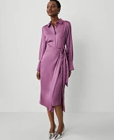 Ann Taylor Petite Collared Midi Shirtdress Size 6 Wisteria Shadow Women's