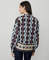 Ann Taylor Petite Geo Border Shirt Night Sky Women's