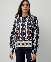 Ann Taylor Petite Geo Border Shirt Night Sky Women's