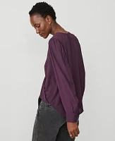 Ann Taylor Petite Wrap Popover Top Purple Moon Women's