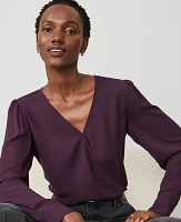 Ann Taylor Petite Wrap Popover Top Purple Moon Women's