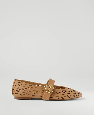 Ann Taylor Perforated Buckle Ballet Flats Women's