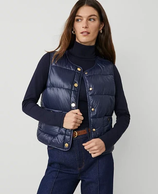 Ann Taylor Petite Quilted Vest Night Sky Women's