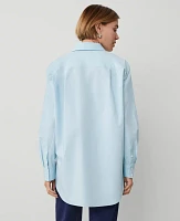 Ann Taylor Petite Pocket Tunic Shirt Nordic Sky Blue Women's