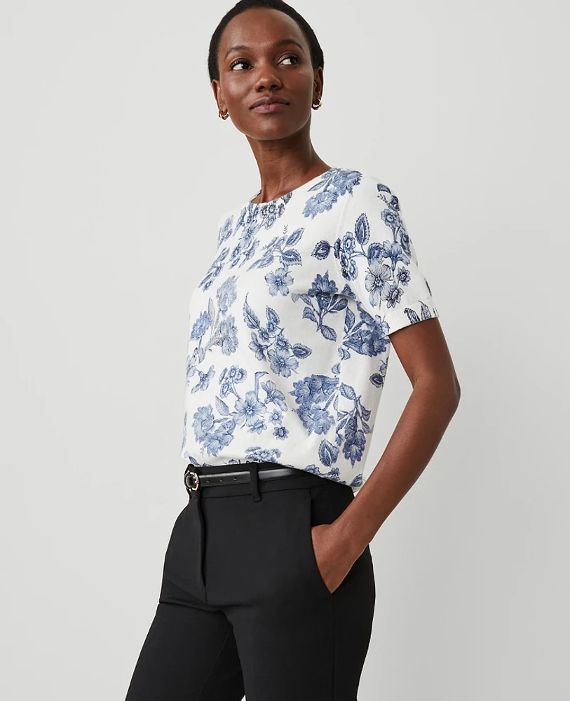 Ann Taylor Toile Modern Sweater T-Shirt Size Small Night Sky B Women's
