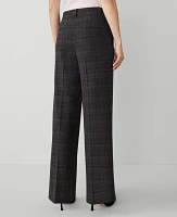 Ann Taylor The Petite Wide-Leg Pant Plaid Grey Women's