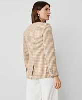 Ann Taylor Petite Houndstooth Tweed Jacket Cappucino Tan Women's