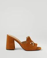 Ann Taylor Horsebit Suede Block Heel Sandals Size 10 Milk Chocolate Brown Women's