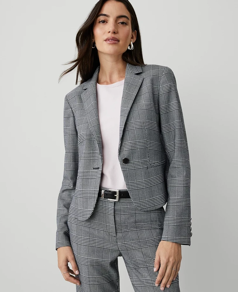 Ann Taylor The Newbury Blazer Houndstooth Night Sky Women's