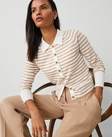 Ann Taylor Petite Striped Collared Cardigan Combo Women's