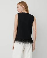 Ann Taylor Feather Embellished Shell Top Black Women's