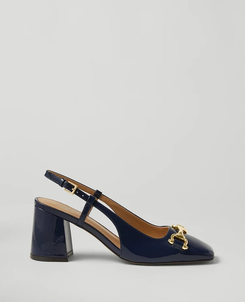 Ann Taylor Patent Square Toe Slingback Pumps Women's