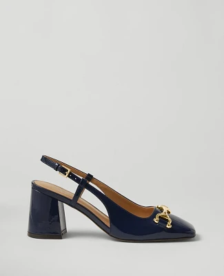 Ann Taylor Patent Square Toe Slingback Pumps Women's