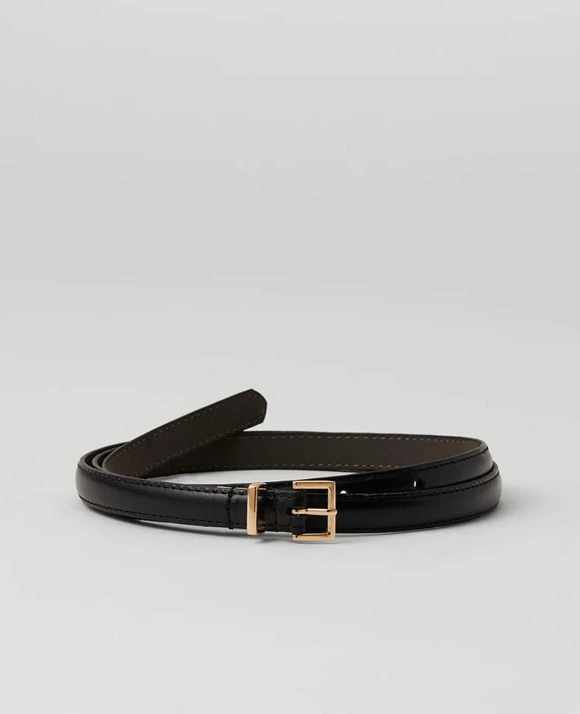 Ann Taylor Skinny Mini Buckle Leather Belt Women's