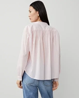 Ann Taylor V-Neck Blouson Popover Top Pink Ribbon Women's