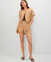 Ann Taylor Side Zip Shorts Metallic Tweed Karat Gold Women's