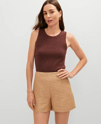 Ann Taylor Side Zip Shorts Metallic Tweed Karat Gold Women's