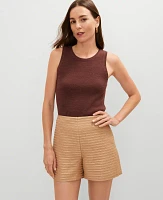 Ann Taylor Side Zip Shorts Metallic Tweed Karat Gold Women's