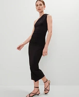 Ann Taylor One Shoulder Shirred Midi Dress Women's